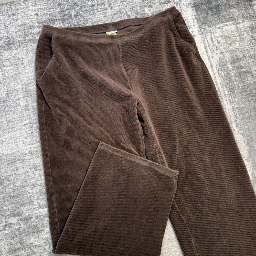 LL Bean Corduroy Pants Womens Large Petite Brown Perfect Knit Pull On Lounge